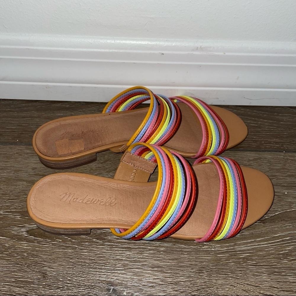 Madewell The Meg Rainbow Colorful Slide Sandals Summer Vacation Size 6